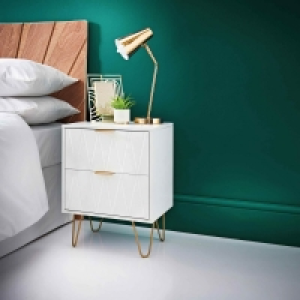 Loft Studio 2 Drawer Bedside Table - White