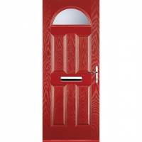Wickes  Euramax 4 Panel 1 Arch Red Left Hand Composite Door 840mm x 