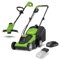 RobertDyas  Greenworks 24v Cordless Lawnmower and Grass Trimmer Kit with