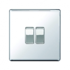 Wickes  Wickes 10 Amp Light Switch 2 Gang 2 Way Screwless Flat Plate