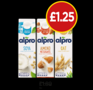 Alpro Soya Milk Original, Almond Milk Unsweetened, Oat Milk