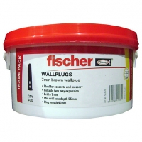 Wickes  Fischer Wall Plugs Brown 7mm Tub 400 Pack