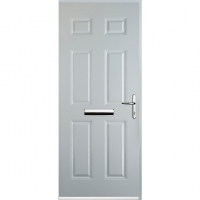 Wickes  Euramax 6 Panel White Left Hand Composite Door 840mm x 2100m