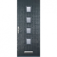 Wickes  Euramax 4 Square Grey Right Hand Composite Door 840mm x 2100