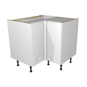 Wickes Madison White Gloss Handleless Corner Base Unit - 925