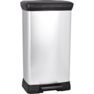 Curver Deco 50L Rectangular Pedal Bin - Silver £29.99