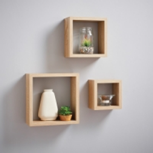 Lokken 3 Cube Shelves - Oak