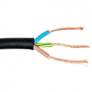 3 Core Rubber Flexible Cable 0.75mm² 3183TRS Black 25m