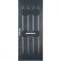 Wickes  Euramax 6 Panel Grey Right Hand Composite Door 840mm x 2100m