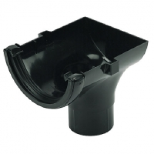 FloPlast 112mm Round Line Gutter Stop End Outlet - Black &pound;3.52