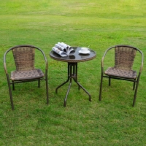 Croft Belsay 2 Seater Rattan Bistro Set - 3 Piece Brown Pre- £79.99