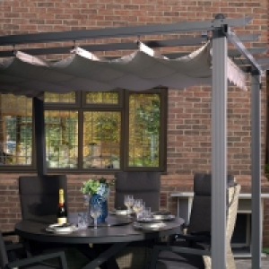 QDStores  Croft 4m x 3m Farwell Charcoal Pergola Summer Garden Gazebo