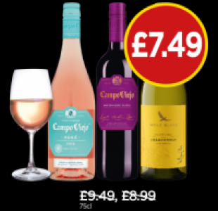 Wolf Blass Yellow Label Chardonnay, Campo Viejo Rose, Winema