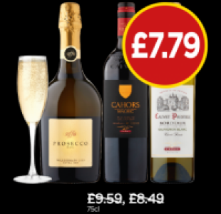 Budgens  Soffio Prosecco D.O.C, Calvert Prestige Bordeaux Sauvignon B