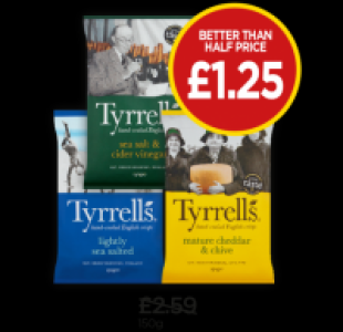 Tyrrells Lightly Sea Salted Crisps, Sea Salt & Cider Vinegar
