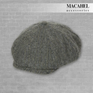 Tweed Cap - Grey Herringbone Tweed 8 Panel Newsboy / Baker B £4.99