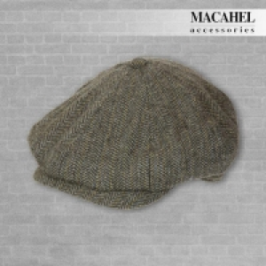 Tweed Cap - Brown Herringbone Tweed 8 PanelNewsboy / Baker B £4.99