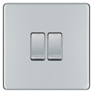 BG 10Ax Screwless Flat Plate Double Switch 2 Way - Polished  £8.50