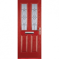 Wickes  Euramax 2 Panel 2 Square Red Left Hand Composite Door 920mm 