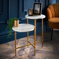 BMStores  Marble & Gold 2 Tier Side Tables