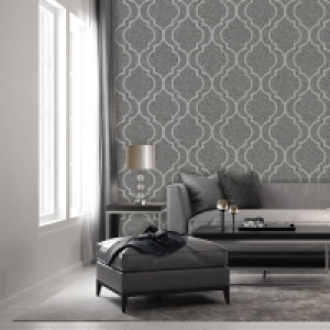 BMStores  Massima Gunmetal Trellis Wallpaper