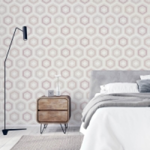 BMStores  Ikat Geo Blush Pink Wallpaper