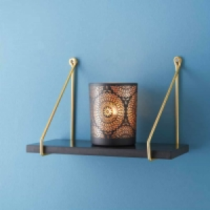 Malvern Shelf with Gold Bracket 40cm - Black