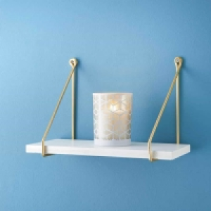 BMStores  Malvern Shelf with Gold Bracket 40cm - White