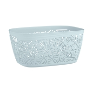 Medium Palm Cut Out Plastic Storage Box - Blue