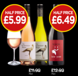 Secretary Bird Chenin Blanc, Rose, Le Ruse Cabernet Sauvigno £5.99