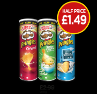 Pringles Original, Sour Cream & Onion, Salt & Vinegar £1.49