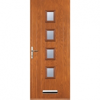 Wickes  Euramax 4 Square Oak Right Hand Composite Door 880mm x 2100m