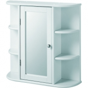 Wickes Single Mirror white Bathroom Cabinet with 6 Shelves - £55.00