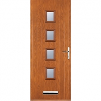 Wickes  Euramax 4 Square Oak Left Hand Composite Door 840mm x 2100mm