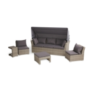 Rattan Effect Sofa Set with Canopy