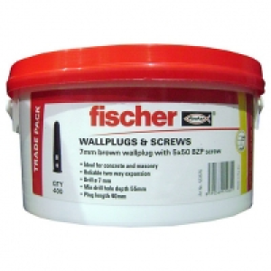 Fischer Wall Plugs Brown 7mm W/ Screws Tub 400 Pack £14.03
