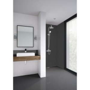 Mermaid Composite Brushed Black Vertical Tile 2 Sided Shower £449.00