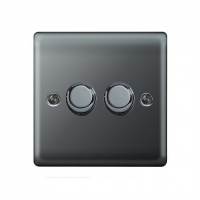 Wickes  Wickes Dimmer Switch 2 Gang 2 Way 400W Raised Plate - Black 