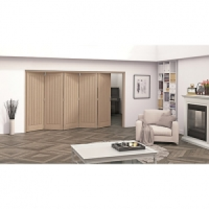 Wickes  Jeld-Wen Geneva Oak Cottage 5 Panel Internal Bi-Fold 5 Door 