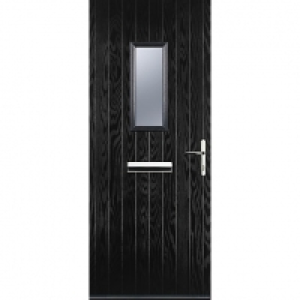 Wickes  Euramax 1 Square Black Left Hand Composite Door 880mm x 2100