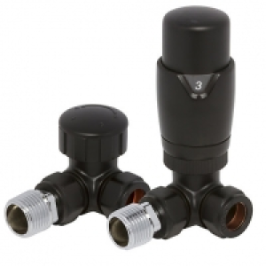 Wickes Black Round Corner TRV and Lockshield Valves - 105mm  £50.00