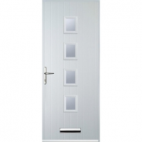 Wickes  Euramax 4 Square White Right Hand Composite Door 840mm x 210
