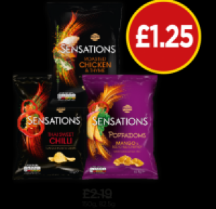 Walkers Sensations Thai Sweet Chilli, Chicken & Thyme, Mango £1.25
