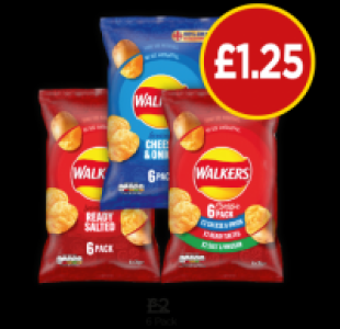 Walkers Cheese & Onion Crisps, Ready Salted Crisps, Variety  £1.25
