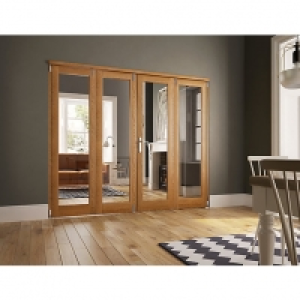 Wickes  Wickes Newbury Fully Glazed Oak 1 Lite Internal Bi-Fold 4 Do