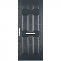 Wickes  Euramax 6 Panel Grey Right Hand Composite Door 880mm x 2100m