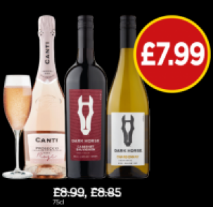 Budgens  Canti Prosecco Rose, Dark Horse Cabernet Sauvignon, Dark Hor