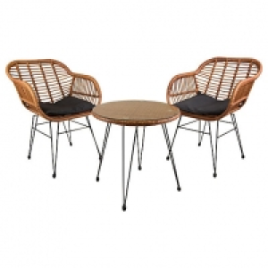 Wickes  Charles Bentley Natural Wicker Garden Bistro Set