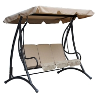 QDStores  Premium 3 Seater Garden Swing Seat with Beige Canopy