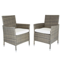 QDStores  Verona Pair Of Rattan Dining Chairs Garden Furniture - Brown